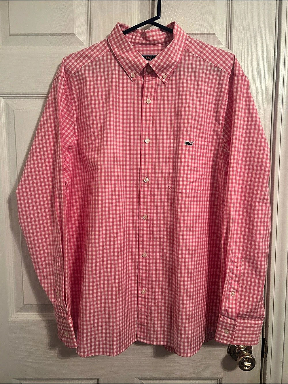 vineyard vines Classic Fit Shirt Gingham Cotton Shirt in Pink & White L